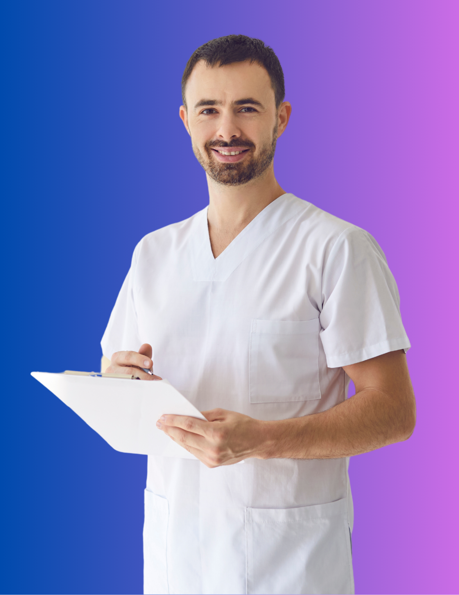 chiropractor holding clipboard
